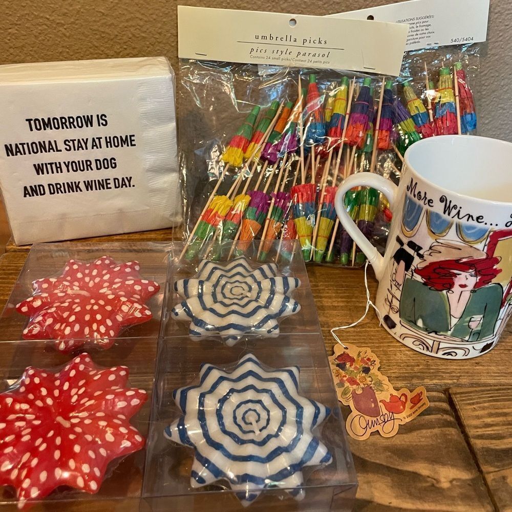 PARTY Crate & Barrel Floating Candles Pier One Umbrella Drink Sticks Napkins
